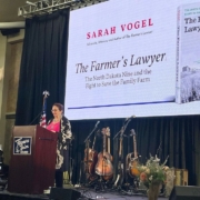 Sarah Vogel speaks to audience at Montana Farmer's Union annual conference 2023
